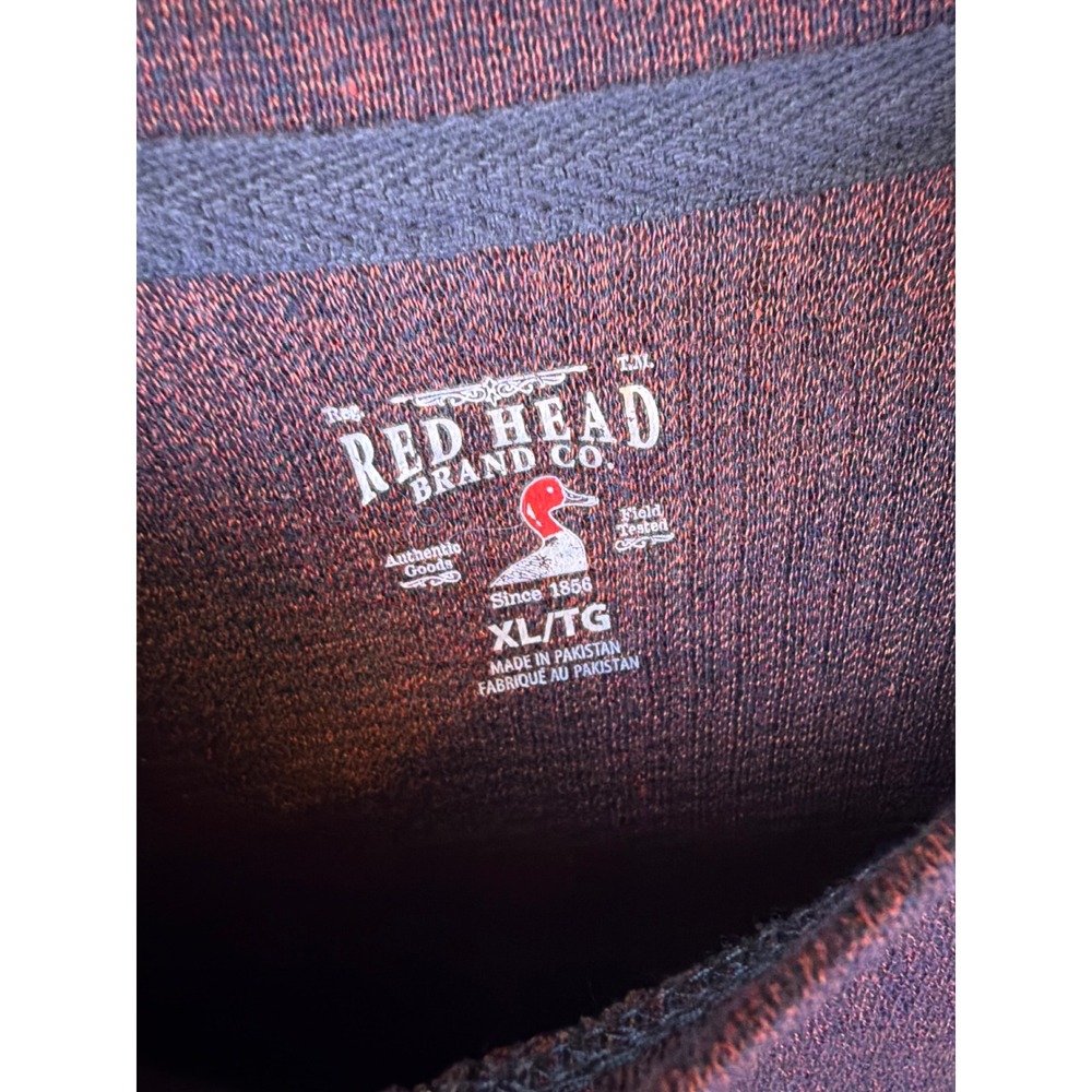 RedHead Tower Rock Crew Shirt Mens XL Burgundy Black Long Sleeve Waffle Knit NEW - Picture 3 of 8